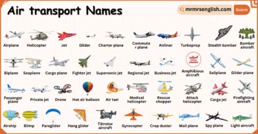 Air Transport Names in English with their Pictures