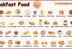 Breakfast Food Names in English with Their Pictures