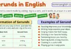 Gerunds in English with definition and Example Sentences