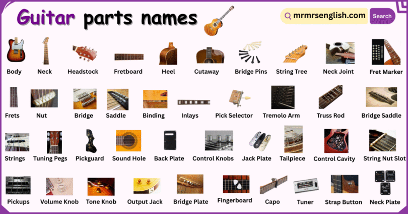 Guitar​ Parts Names in English with their Pictures