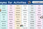 Synonyms for Activities in English with their Pictures