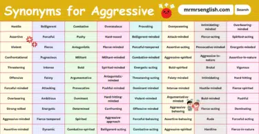 Synonyms for Aggressive in English with Pictures