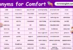 Synonyms for Comfort in English with their Pictures