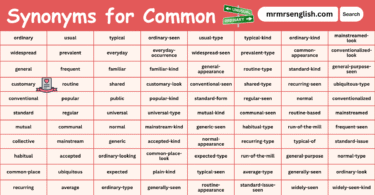 Synonyms for Common in English with their Pictures