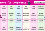 Synonyms for Confidence English with their Pictures