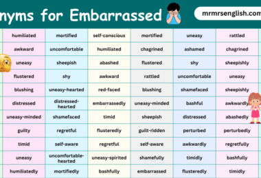 Synonyms for Embarrassed in English with their Pictures