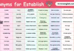 Synonyms for Establish in English with their Pictures