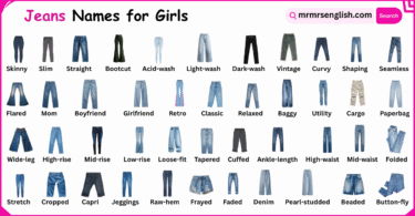 Types of Jeans Names for Girls in English with their Pictures