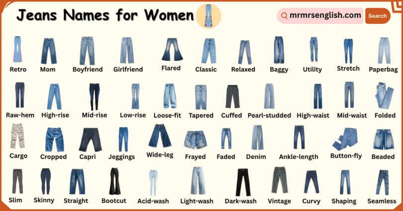 Types of Jeans Names for Women with Pictures