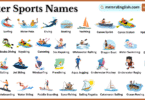 Water Sports Names in English and Their Pictures