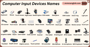 Computer Input Devices Names in English with Their Pictures