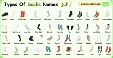 Different Socks Names in English with Their Pictures