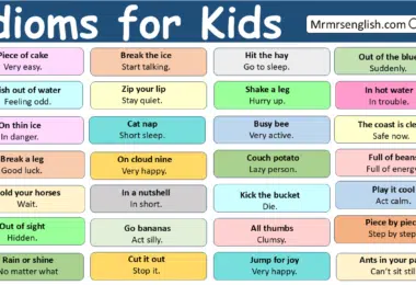 100 Idioms for Kids with Meaning in English with Pictures