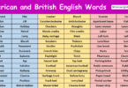 American and British English Words