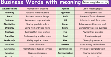 Business Words with meaning
