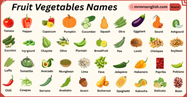 Fruit Vegetables Names in English with Their Pictures