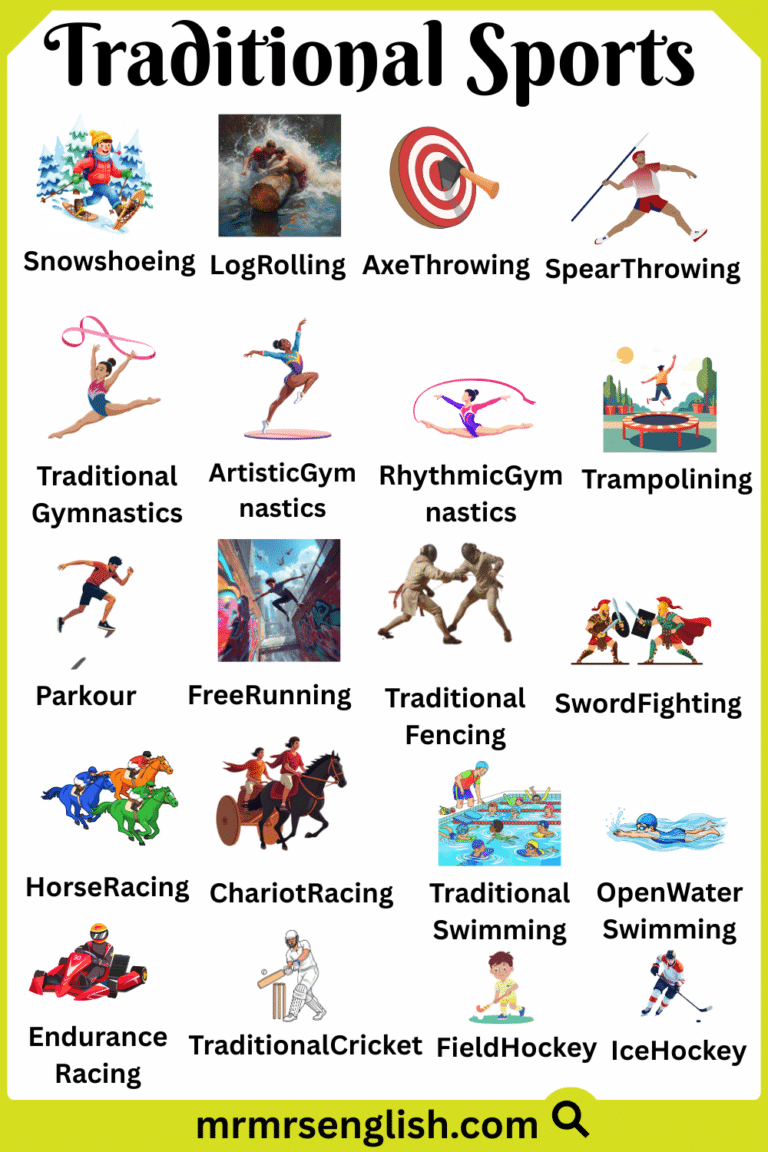 Traditional Sports Names in English with Their Pictures - MR MRS ENGLISH