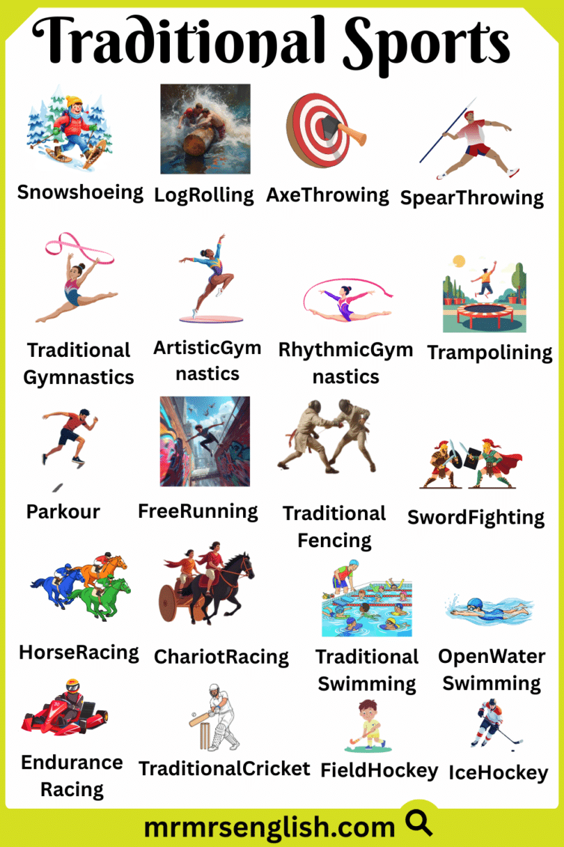 Traditional Sports Names in English with Their Pictures - MR MRS ENGLISH