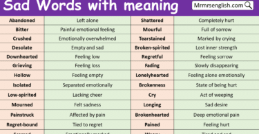 Sad Words with Meaning