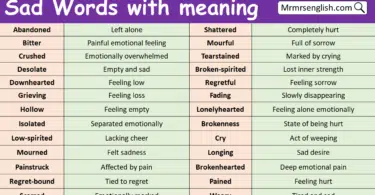 Sad Words with Meaning