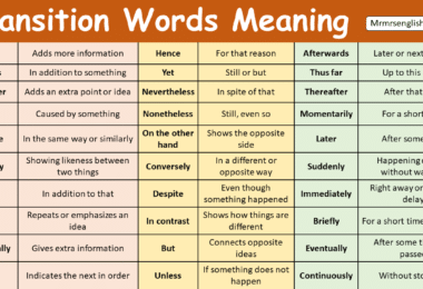 Transition Words with Meaning