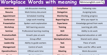 Workplace Words with meaning