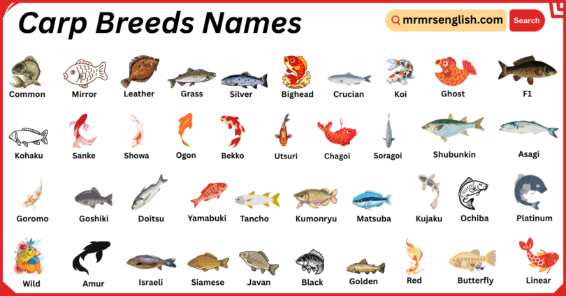 Carp Breeds Names in English with Their Pictures