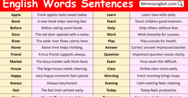 English Words with Sentences in English with Pictures