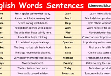 English Words with Sentences in English with Pictures