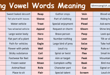 Long Vowel Words Meaning