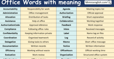 Office Words with meaning