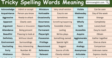 Tricky Spelling Words Meaning