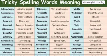 Tricky Spelling Words Meaning