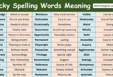 Tricky Spelling Words Meaning