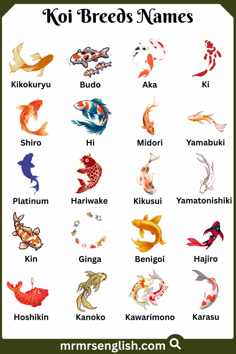 Koi Breeds Names in English with Their Pictures - MR MRS ENGLISH