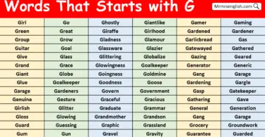 Words That Starts with G