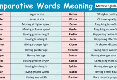 Comparative Words with Meanings