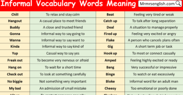 Informal Vocabulary Words Meaning