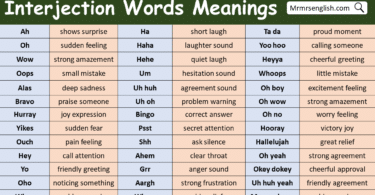 Interjection Words in English with Meanings