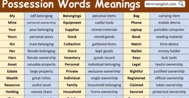 Possession Words in English with Meanings