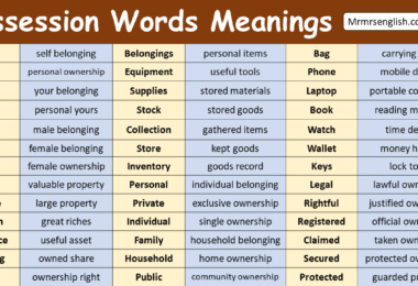 Possession Words in English with Meanings