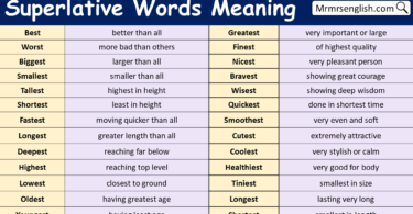 Superlative Words with Meanings