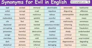 Synonyms for Evil in English