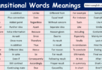 Transitional Words with Meanings in English