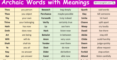 Archaic Words in English with Meanings