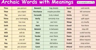 Archaic Words in English with Meanings