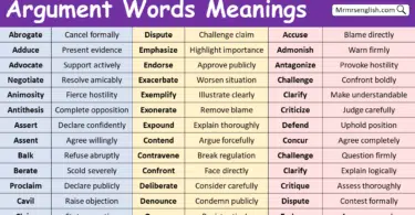Argument Words with Meanings