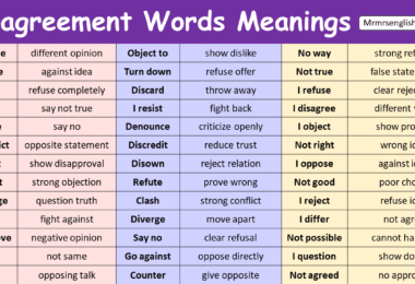 Disagreement Words in English