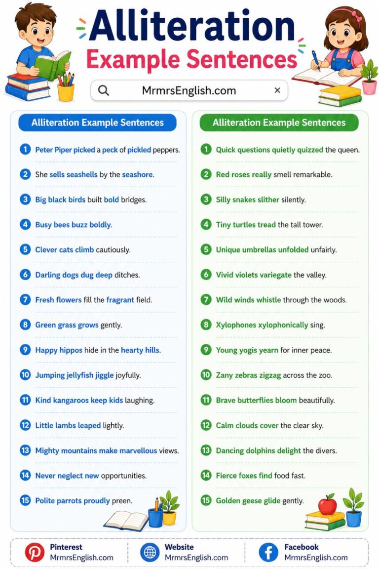 Alliteration meaning in English with Examples and Picture - MR MRS ENGLISH