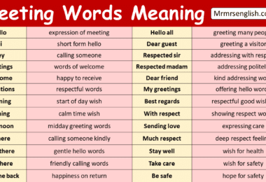 Greeting Words with Meanings